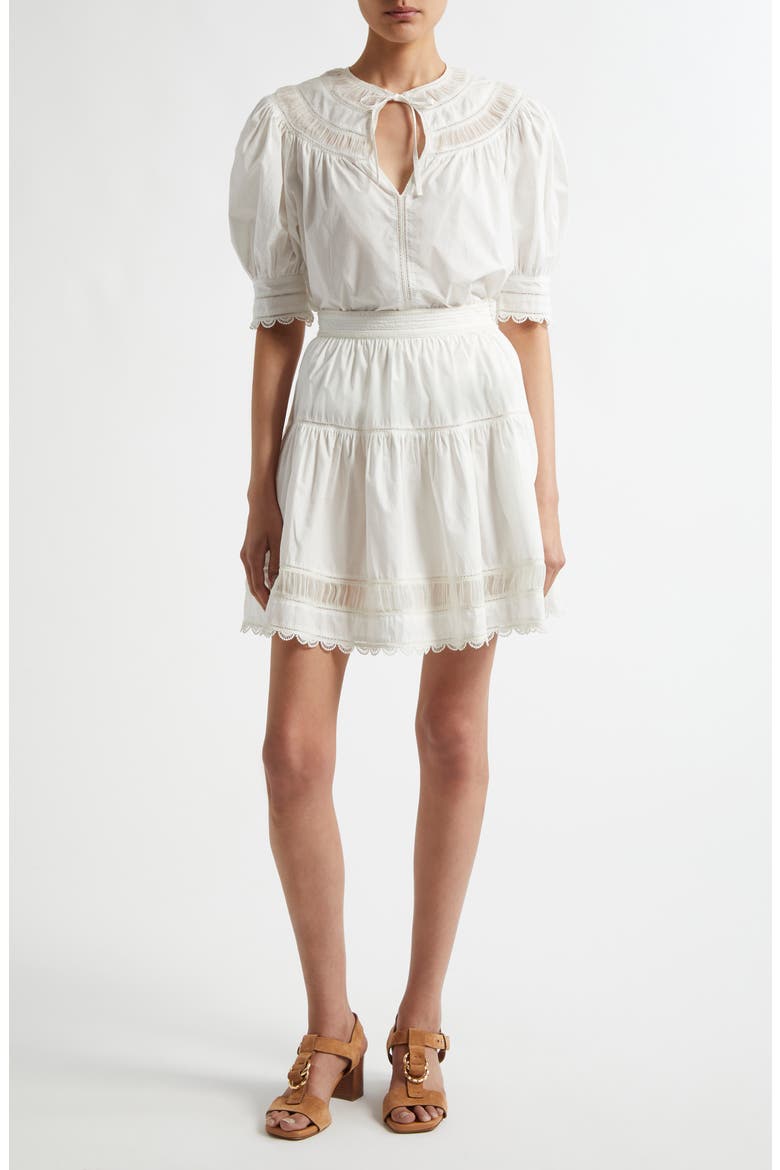 Ayla Tiered Cotton Skirt, Alternate, color, COWRIE