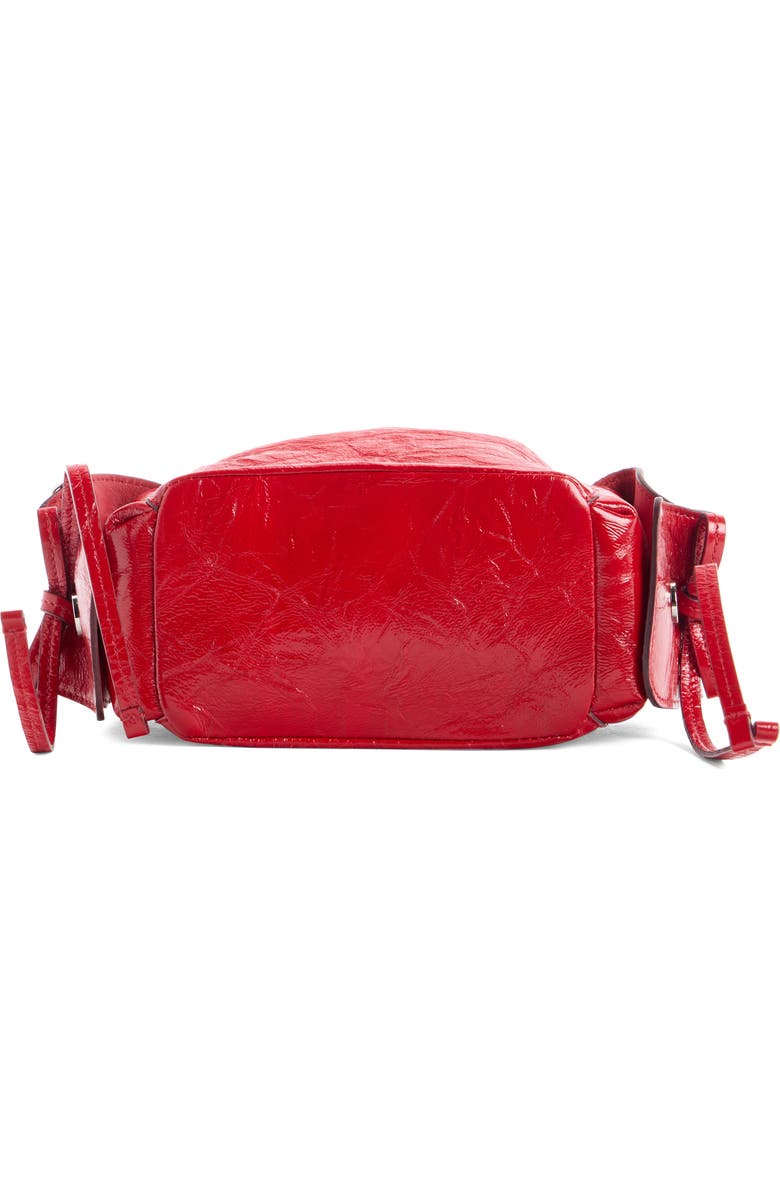 Acne Studios Mini Multipocket Crinkled Shiny Leather Bucket Bag, Alternate, color, Red