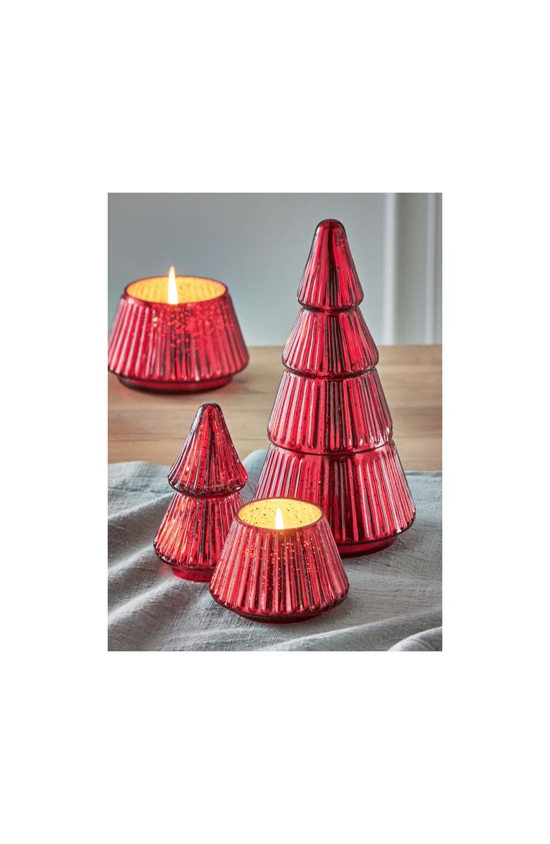 tag Portobello Glass Tree Candle Large Red Sculpted Christmas, Alternate, color, Red