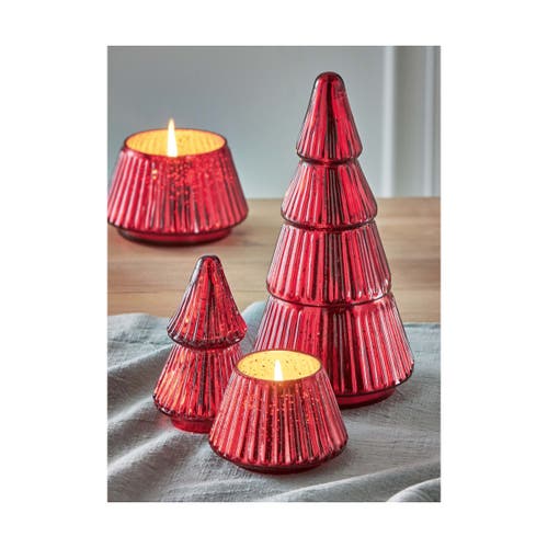 Tag Portobello Glass Tree Candle Large Red Sculpted Christmas In Red