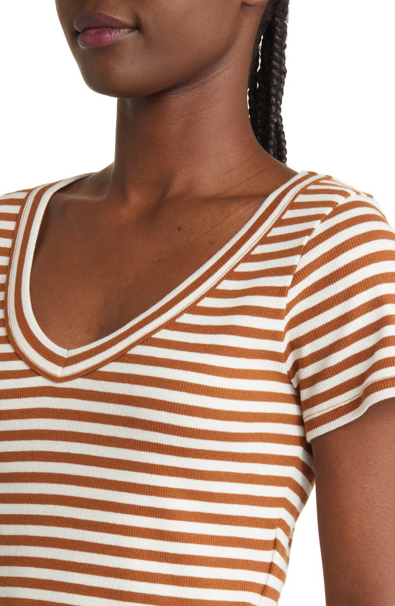 Madewell Brightside Stripe V-Neck Crop Tee, Alternate, color, 