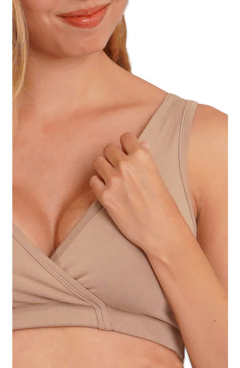 Everly Grey Paisley During & After 3-Piece Maternity/Nursing Sleep Bras, Alternate, color, Latte