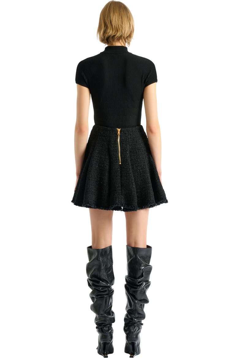 Flared tweed skirt, Alternate, color, black
