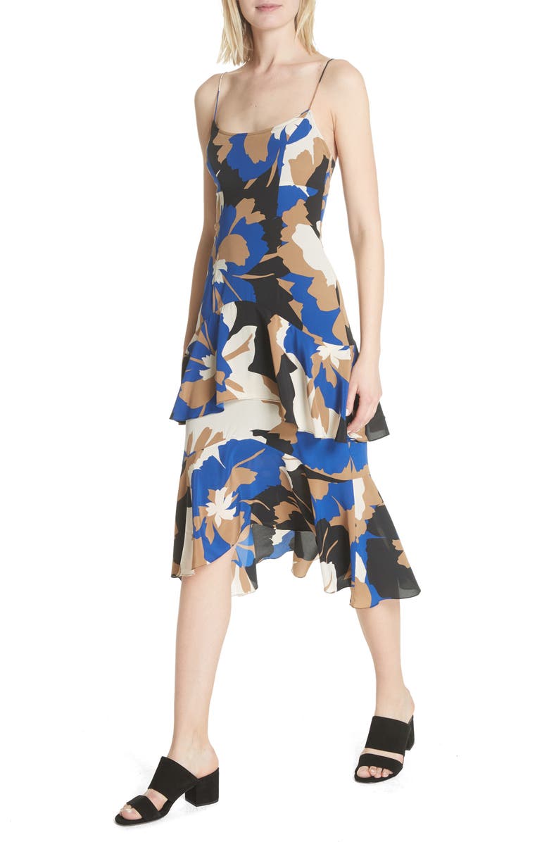 Tracy Reese Flounced Print Slipdress, Alternate, color,