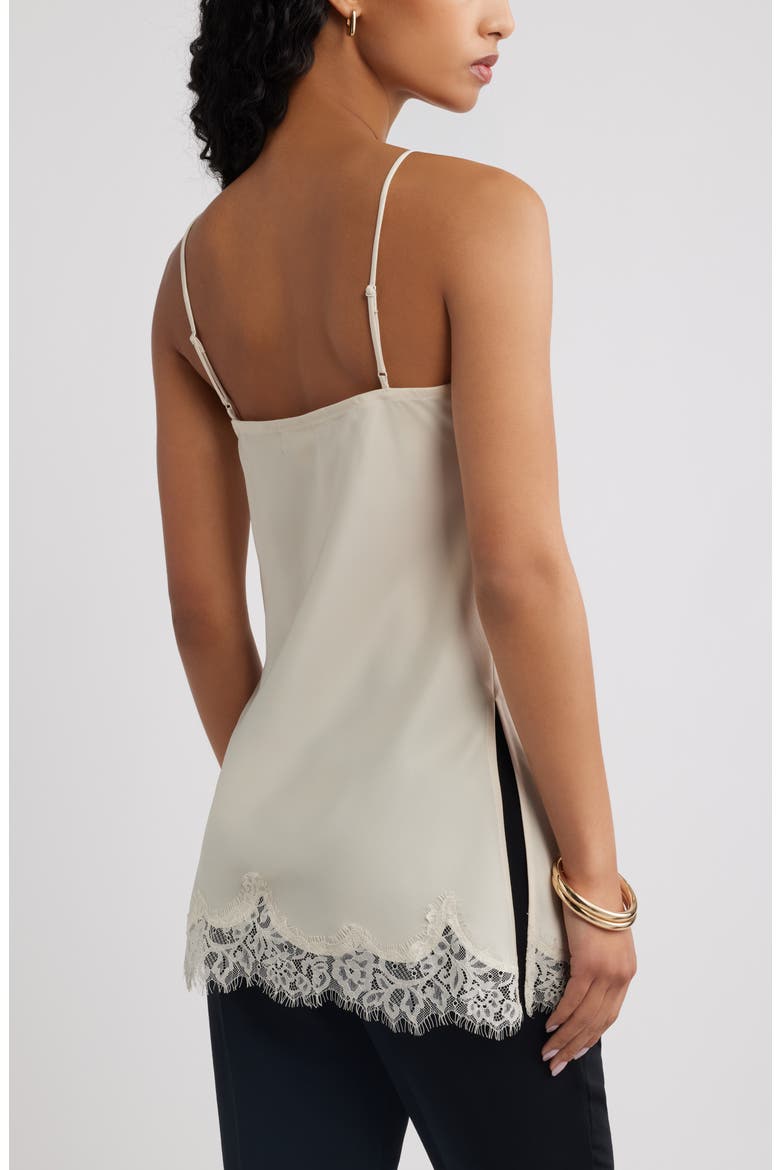 Lace Trim Satin Camisole, Alternate, color, IVORY DOVE