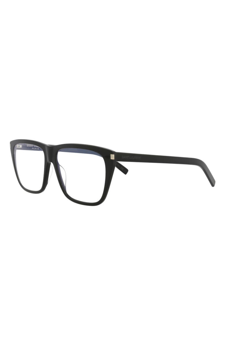 Saint Laurent 57mm Square Optical Frames, Alternate, color, Black Black Transparent