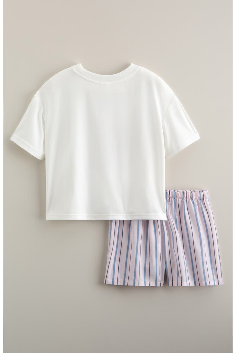 Kids' Short Sleeve T-Shirt & Boxer Set, Alternate, color, PINK ROSE STRIPE
