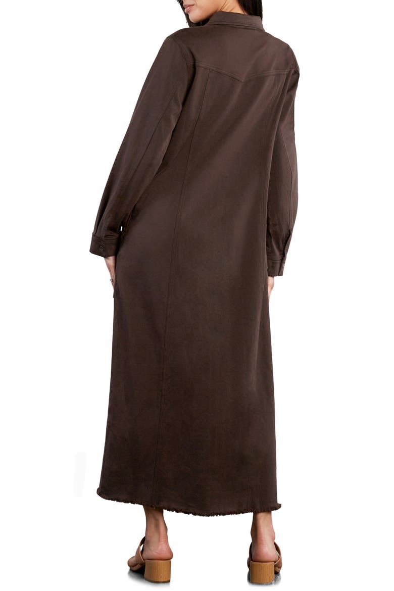 Long Sleeve Denim Maxi Shirtdress, Alternate, color, CHOCOLATE BROWN