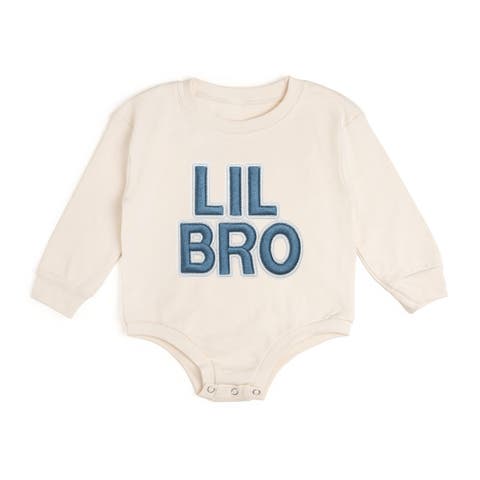Lil Bro Embroidered Patch Long Sleeve Romper (Baby)