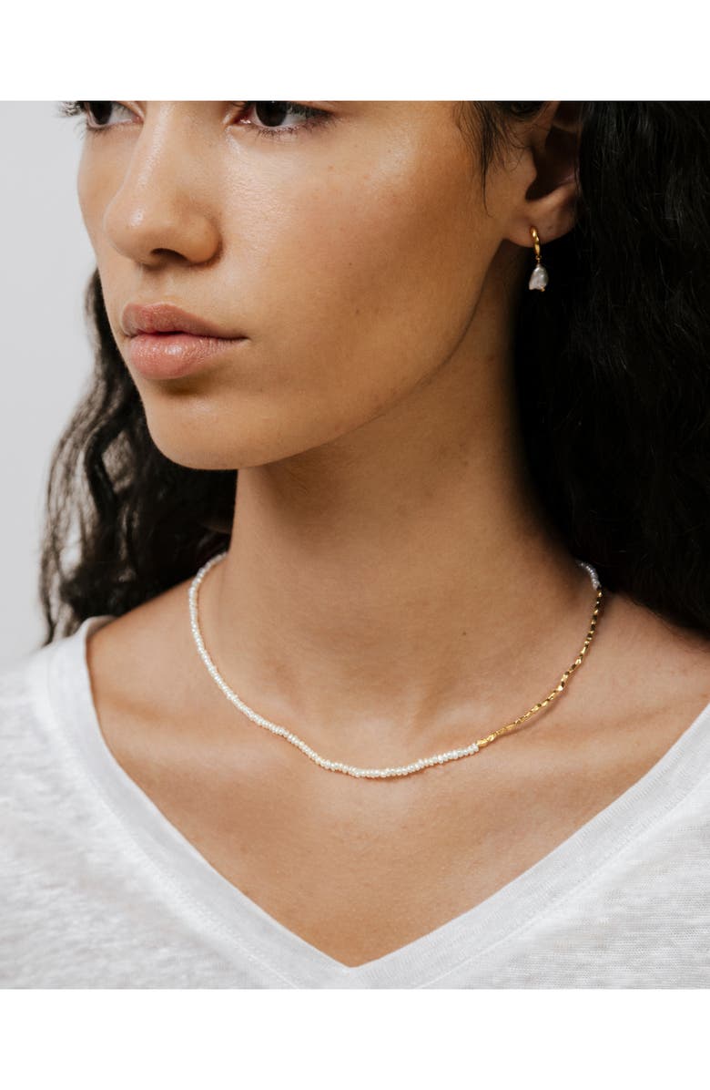 Monica Vinader Nura Keshi Pearl Huggie Hoop Earrings, Alternate, color, 18Ct Gold Vermeil On Sterling