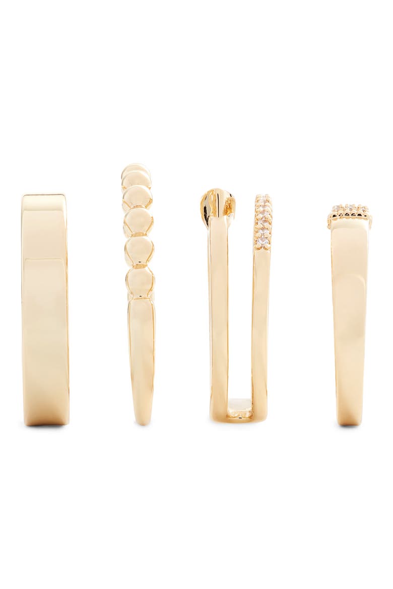 Set of 4 Stacking Rings, Alternate, color, CLEAR- GOLD
