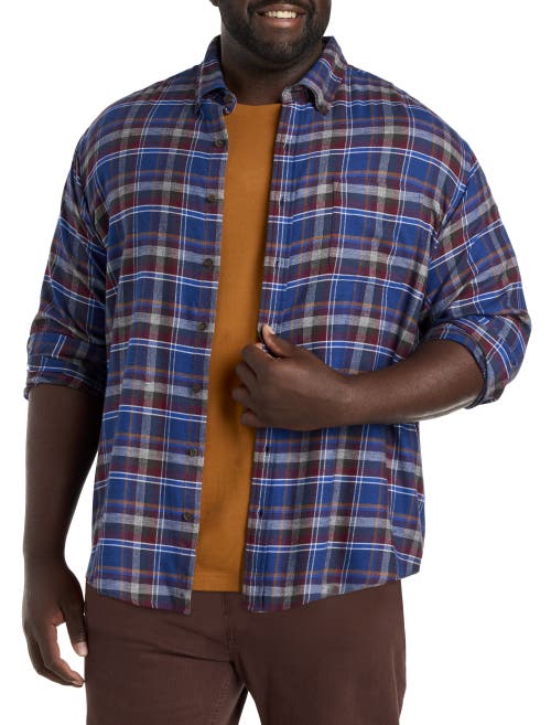Harbor Bay By Dxl Plaid Flannel Sport Shirt In Blue Multi