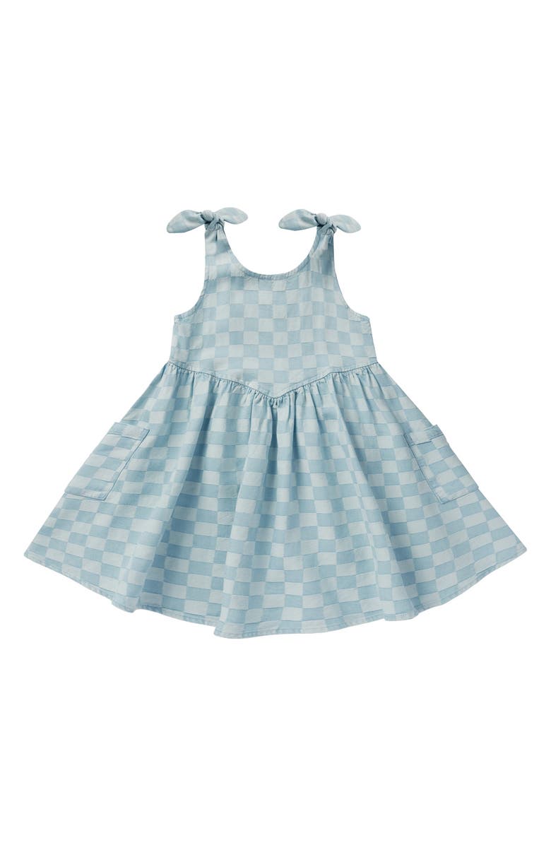 Rylee + Cru Blue Check Summer Dress, Main, color, 