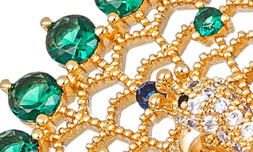Eye Candy Los Angeles Peacock Cubic Zirconia Adjustable Ring In Gold