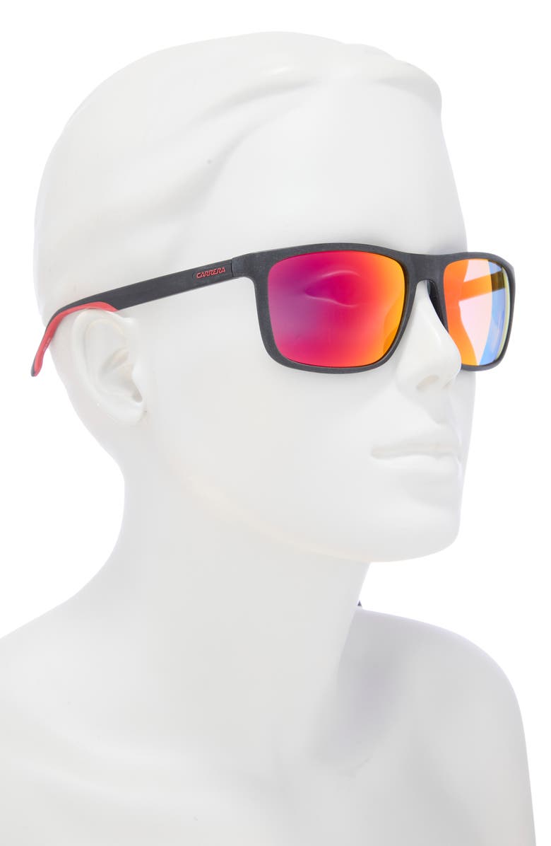 Carrera Eyewear 58mm Rectangle Sunglasses, Alternate, color, Matte Black