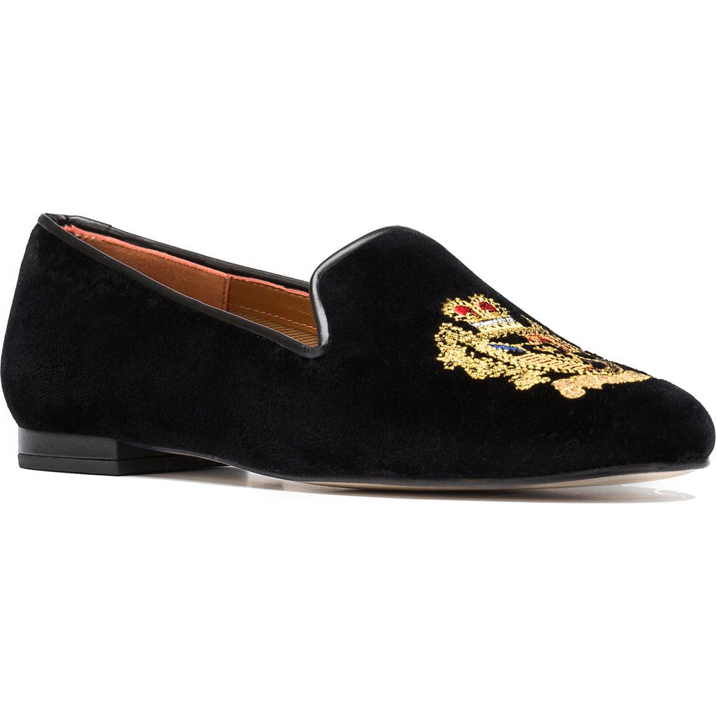 Jon Josef Gatsby Embroidered Emblem Flat in Black Velvet  product
