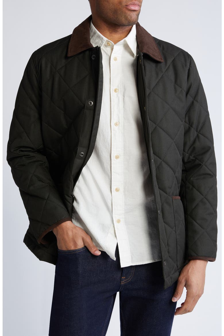 Evansville Water Resistant Quilted Jacket, Main, color, OLIVE