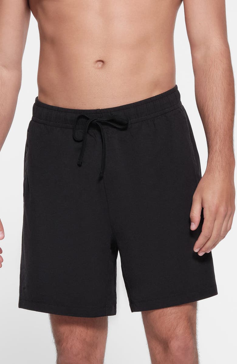 SKIMS Stretch Cotton Blend Jersey Lounge Shorts, Main, color, Obsidian