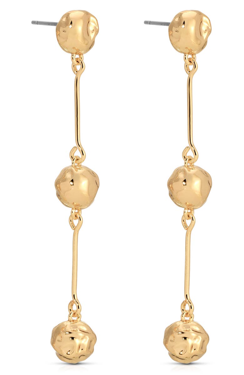 Ettika Molten Spheres Linear Drop Earrings, Alternate, color, Gold