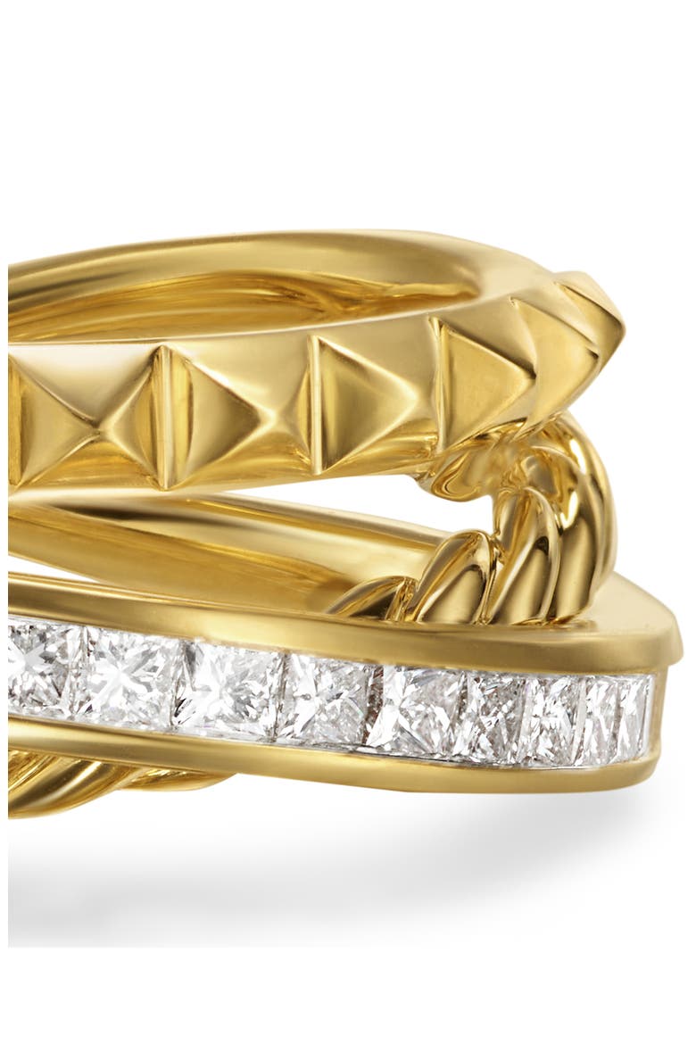 Crossover Trio Three-Row Ring in 18K Yellow Gold & Diamonds, 8mm, Alternate, color, 18K GOLD