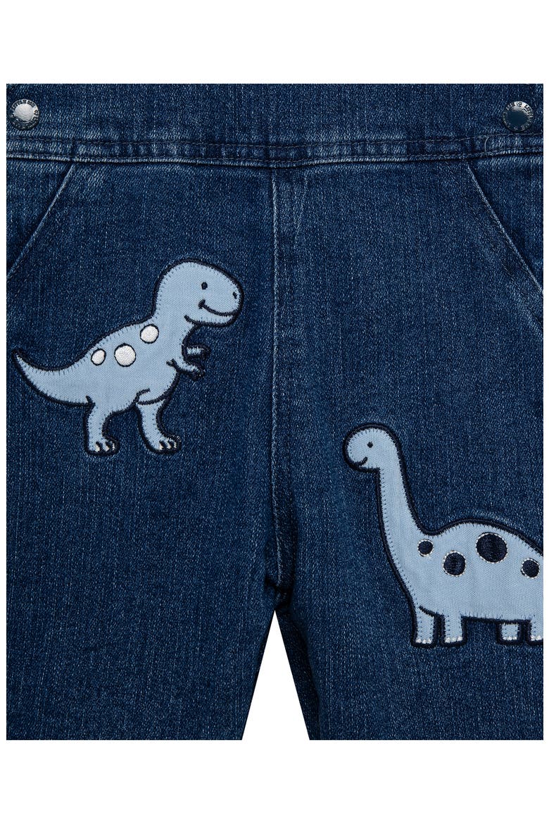 Dino Stripe Long Sleeve T-Shirt & Overalls Set, Alternate, color, DENIM