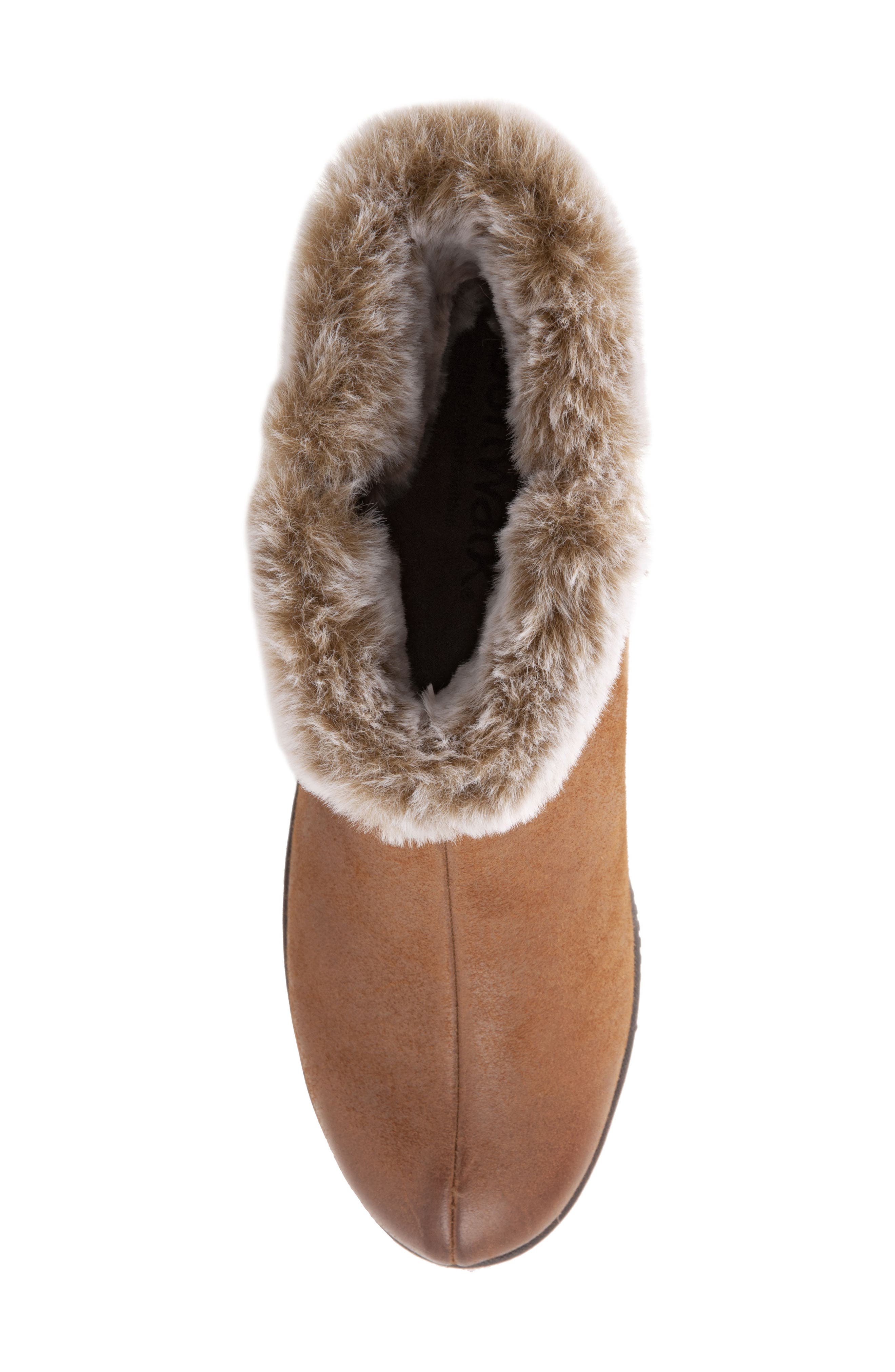 Helena Faux Fur Trim Bootie, Alternate, color, LUGGAGE LEATHER