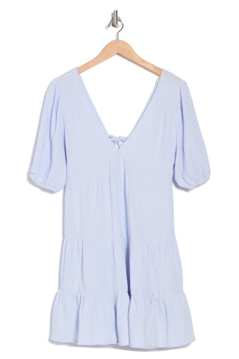 Puff Sleeve Cotton Babydoll Minidress, Alternate, color, DUSTY BLUE