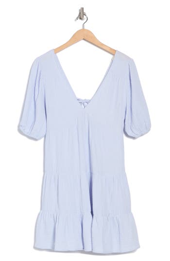 LOVESTITCH LOVESTITCH PUFF SLEEVE COTTON BABYDOLL MINIDRESS