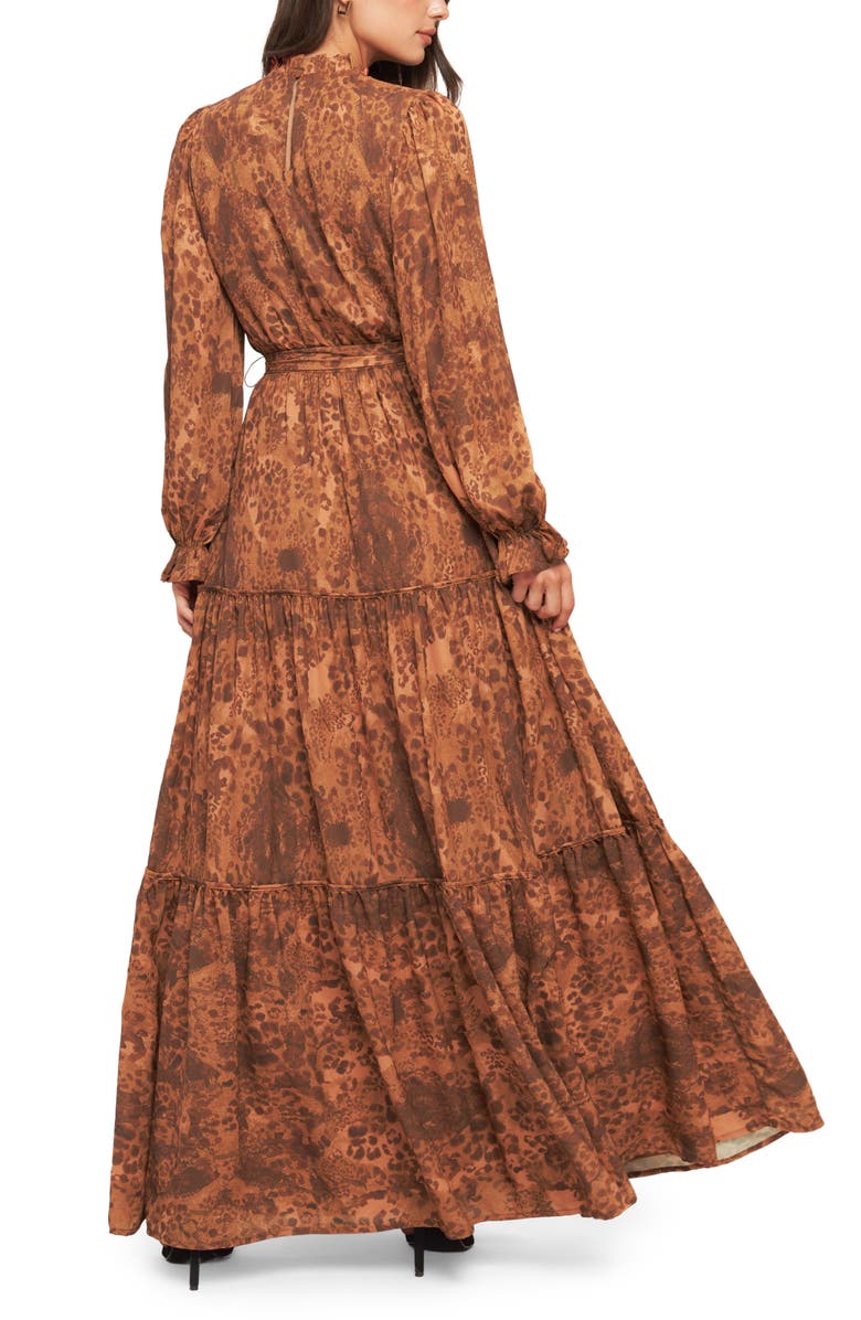 FLYING TOMATO Print Long Sleeve Maxi Dress, Alternate, color, Sienna