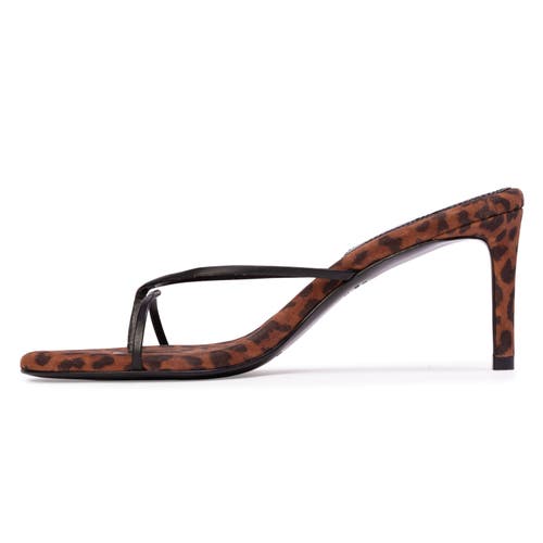 Black Suede Studio Gem Leather Sandals In Animal Print