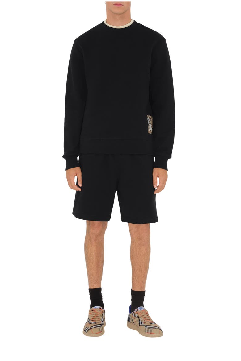 Check Label Cotton Shorts, Main, color, Black