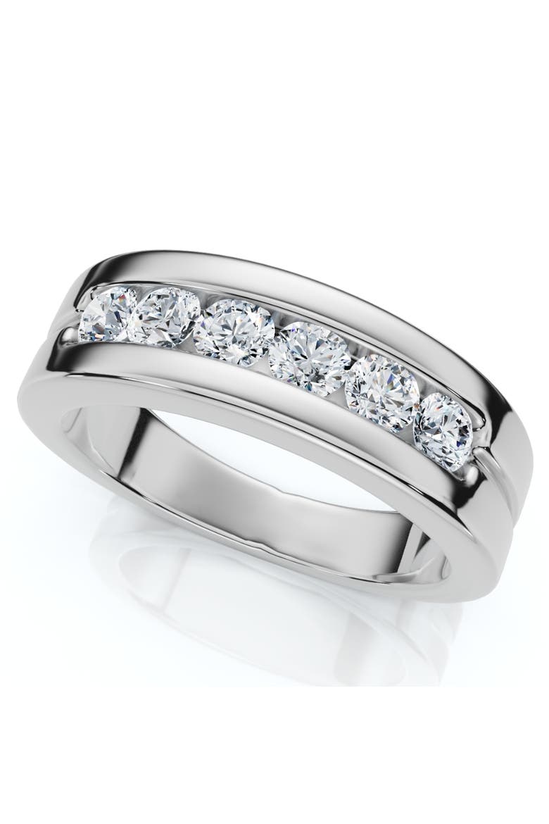 Men's 5/8Ct Diamond 6-Stone Polished Wedding Ring Lab Grown 10k Gold, Alternate, color, 10k White Gold