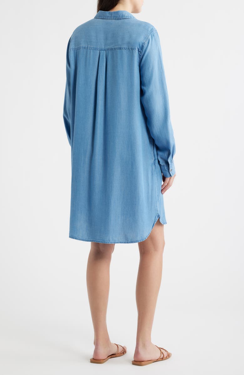 beachlunchlounge Emelia Long Sleeve Chambray Shift Dress, Alternate, color, Medium Wash
