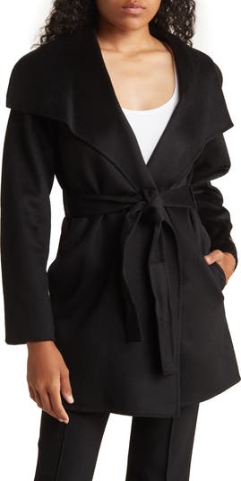 TAHARI Ella on sale Wing Tie Waist Wool Blend Coat