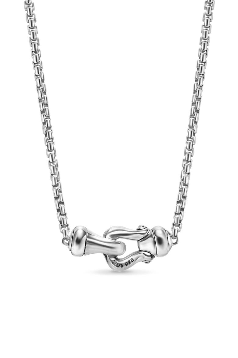 Petite Buckle Necklace in Sterling Silver with Diamonds, 16.2mm, Alternate, color, DIAMOND