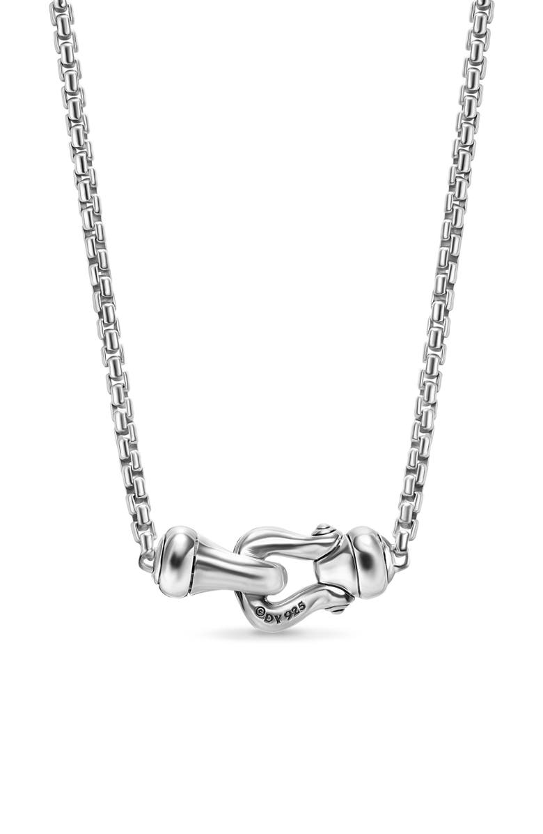 David Yurman Petite Buckle Necklace in Sterling Silver with Diamonds, 16.2mm, Alternate, color, Diamond