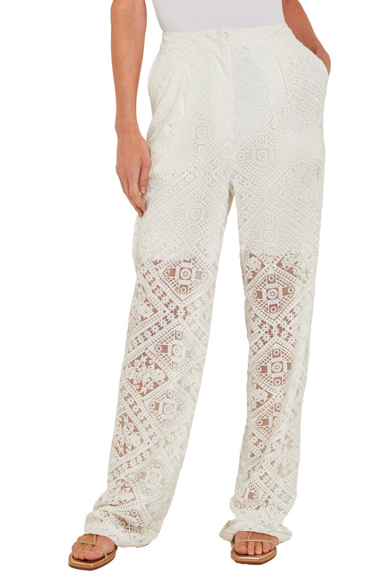 Lace Straight Leg Pants, Main, color, WHITE