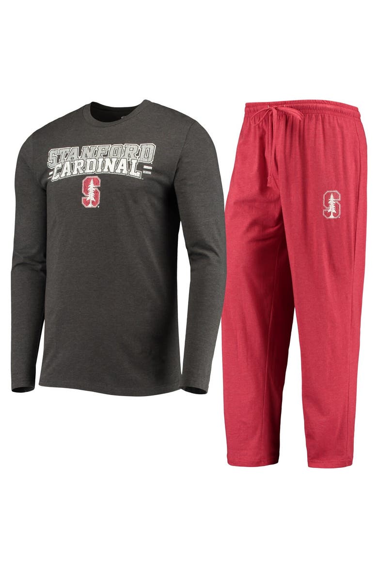 Men's Concepts Sport Cardinal/Heathered Charcoal Stanford Cardinal Meter Long Sleeve T-Shirt & Pants Sleep Set, Main, color, Cardinal