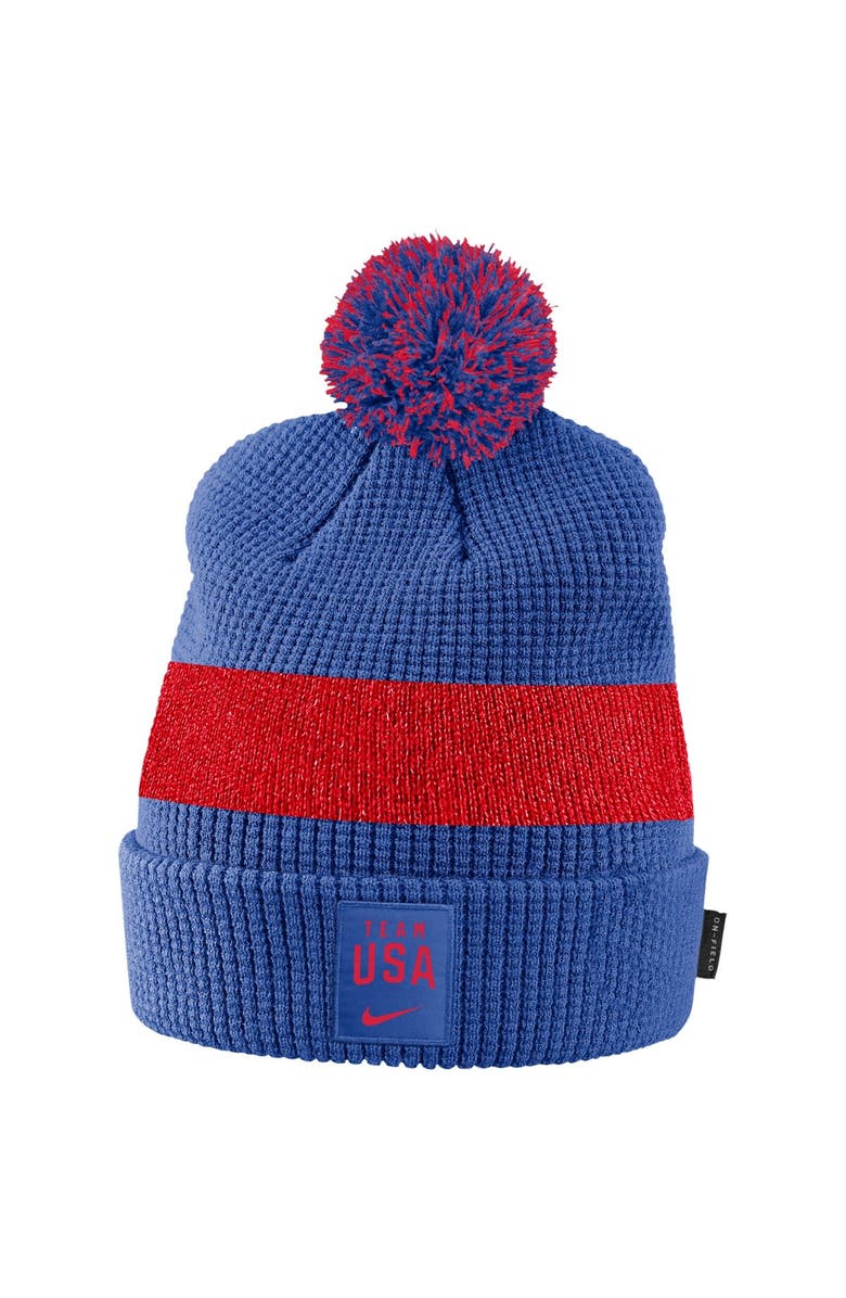 Nike Men's Nike Royal Team USA Sideline Cuffed Knit Hat with Pom, Main, color, 
