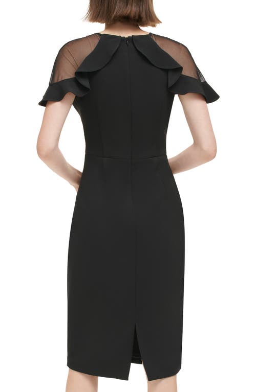 ELIZA J ELIZA J SHEER RUFFLE SHOULDER COCKTAIL DRESS