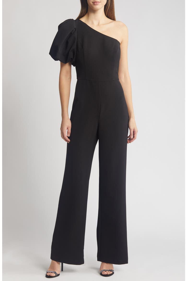 One-Shoulder Jumpsuit, Main, color, BLACK