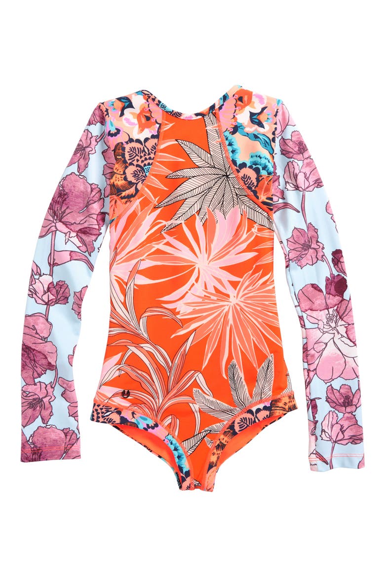 Surfie One-Piece Rashguard Swimsuit, Main, color, ORANGE