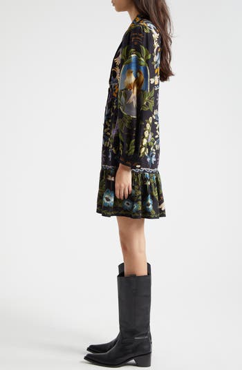 FARM Rio Black Winter Garden Long Sleeve Shirtdress FARM Rio Black Winter Garden Long Sleeve Shirtdress