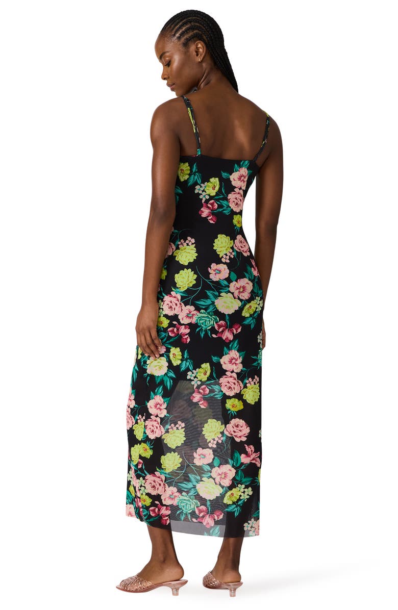 Steve Madden Giselly Floral Print Georgette Slipdress, Alternate, color, Black Ditsy Floral