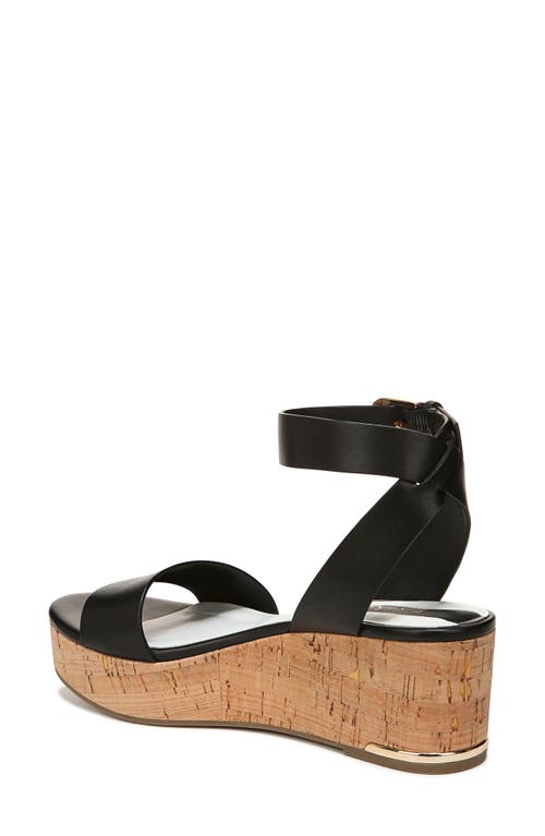 Franco Sarto Presley Womens Leather Ankle Strap Wedge Sandals In Black