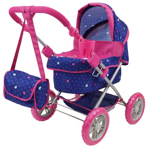 Unicorn Doll Pram in Blue & Pink