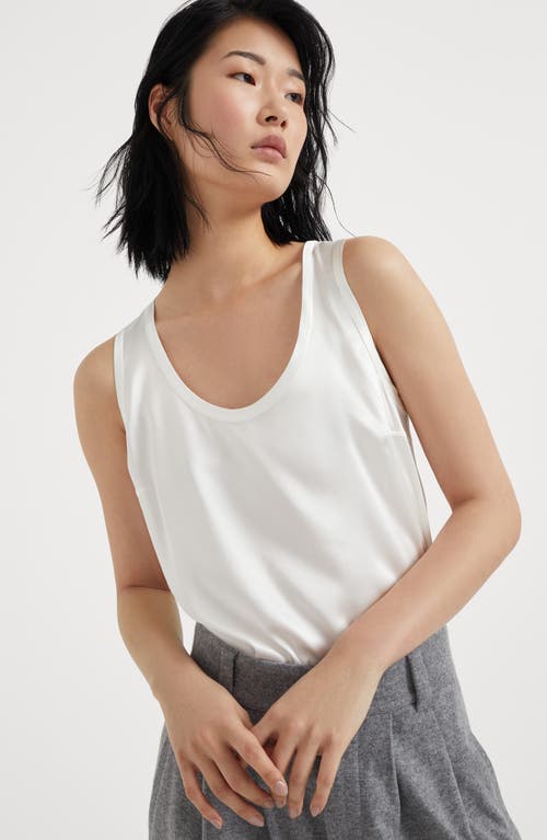 Brunello Cucinelli Satin Top In White