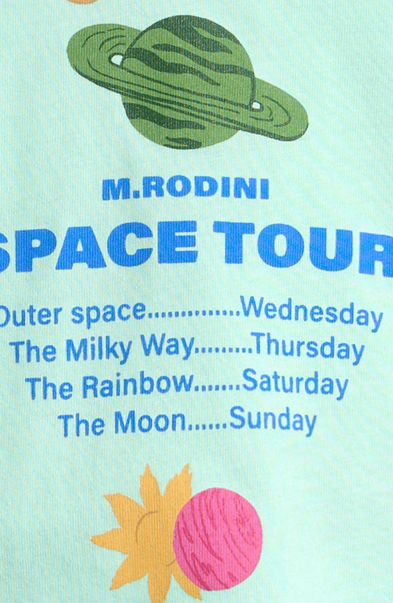 Mini Rodini Space Tour Organic Cotton Graphic T-Shirt, Alternate, color, Blue Green