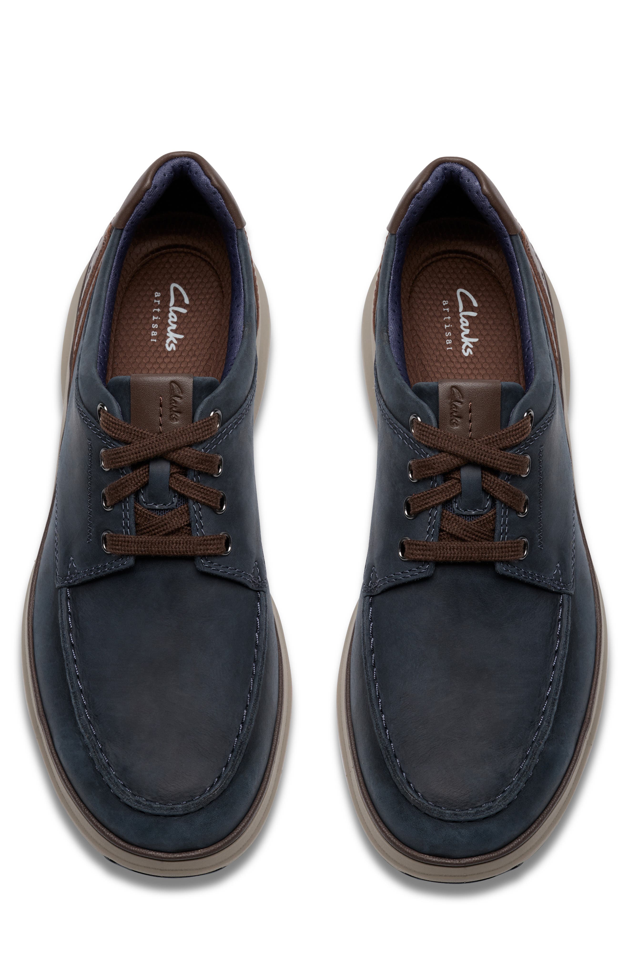 Clarks<sup>®</sup> Mullan Moc Toe Derby, Alternate, color, Navy Leather
