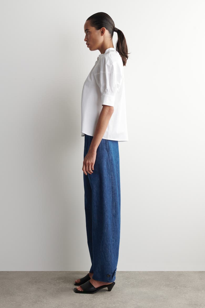 Smocked Puff-sleeve Blouse, Alternate, color, WHITE
